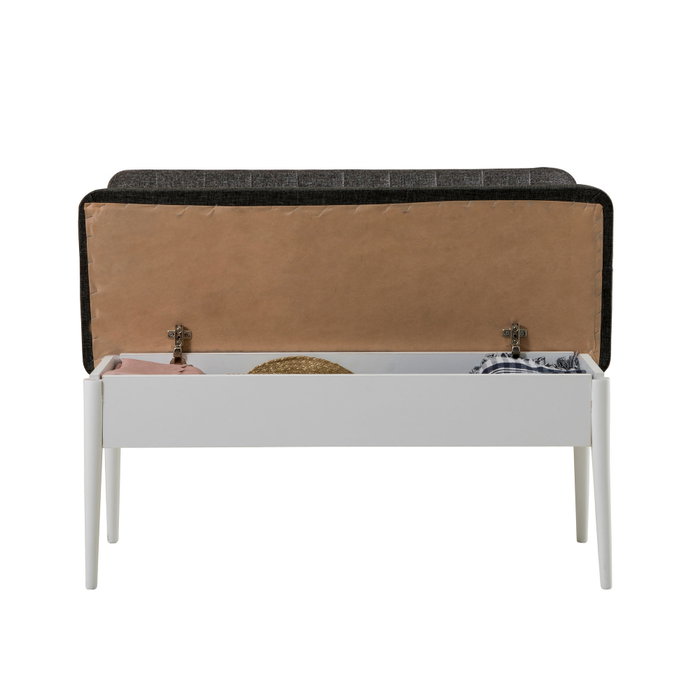 Hanah Home Banco Vina Anthracite, White - Banco de Almacenamiento Moderno de 110 cm de Ancho, Color Blanco y Antracita